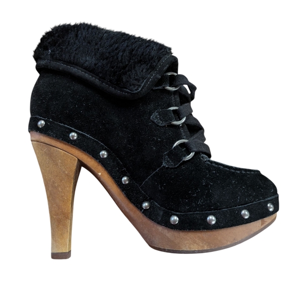 Guess Vintage Suede and Faux Fur Heeled Bootie Size 7 - Picture 3 of 11